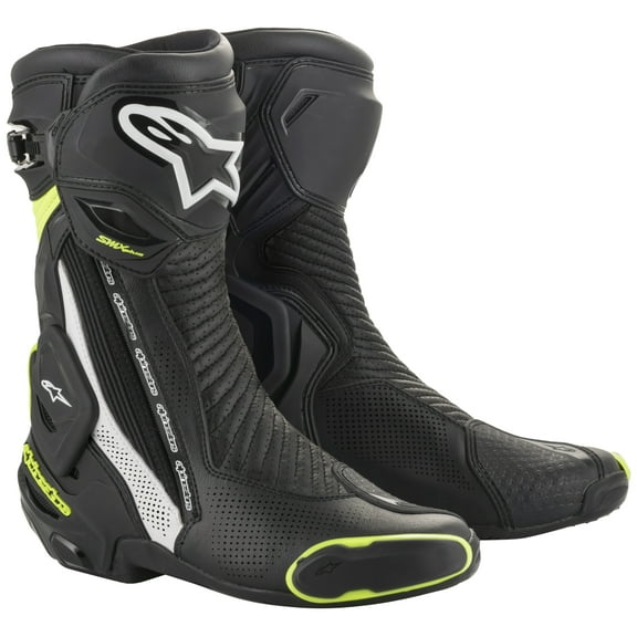 Alpinestars SMX Plus Vented Mens Motorcycle Boots Black/White/Yellow 43 EUR