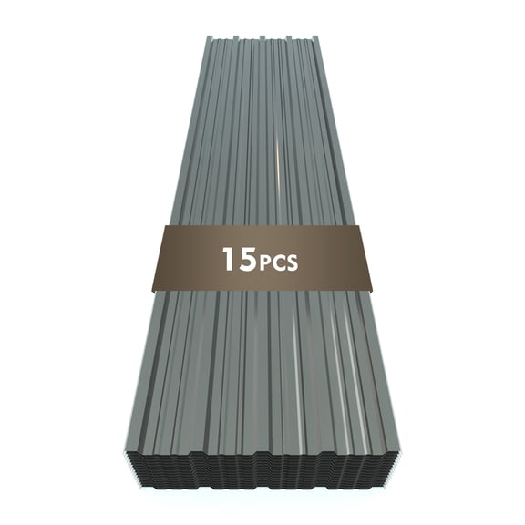 15 Piece Galvanized Steel Corrugated Roof Panels, 72.9"x18.9", Gray for Industrial Plants, Warehouses and Various Building Roof Constructions