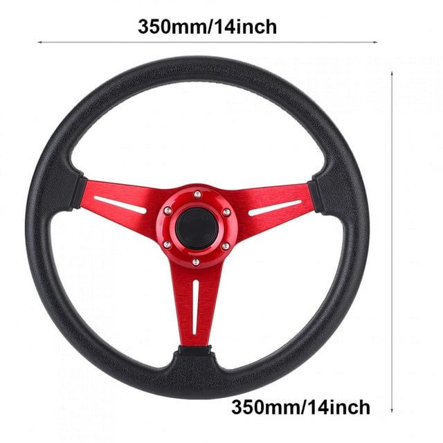 Universal Racing Steering Wheel, 14Inch 6 Anti Slip PU and Aluminum Gaming Steering Wheel with Horn Button for Racing / Car Sim Driving / JDM Sports Racing Steering Wheel