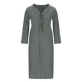 thumbnail image 4 of Ovzne Robes pour Femmes Robe de Plage Mode Femmes Décontractée Unie à Manches Longues Bouton Poche Robe à Col en V Grande Taille Robe Maxi à Manches Longues Liquidation, 4 of 6