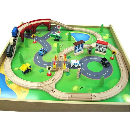 wooden activity train table