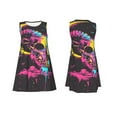 thumbnail image 7 of Naloa Neon Gothic Skull Moon Print Women's Summer Spring Casual Beach Sundress,Vacation Sleeveless Tank Crewneck Loose Dresses, 7 of 7
