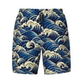 thumbnail image 4 of Lsque Mens Swim Trunks Japanese Water Wave Pattern - Bathing Suit Compression Liner - Beach Swim Shorts Swimwear - (S-3XL) - Stretch Quick Dry -X-Large, 4 of 9