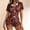 Brown, variant on Liweisiy Women's Heart Print 2 Piece Pajama Sets Lapel Split Front Tops Elastic Waist Bow Shorts Graphic Trendy Sleepwear Pink M