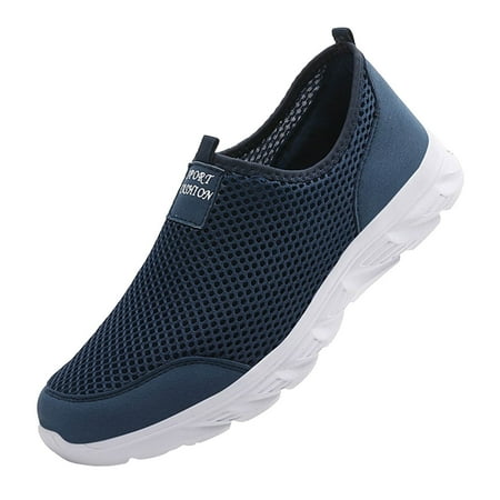 

Povozer Men Casual Dress Shoes Hands Free Slip on Fashion Sneakers Lightweight Breathable Walking Shoes Gym Tennis Athletic(Blue 8.5)