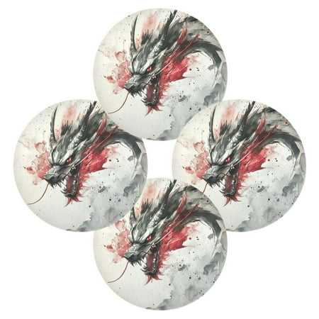 

WOBOGO Black and Red Dragon Round Placemats Set of 4 Heat Resistant Washable Kitchen Table Decorations 15.4in