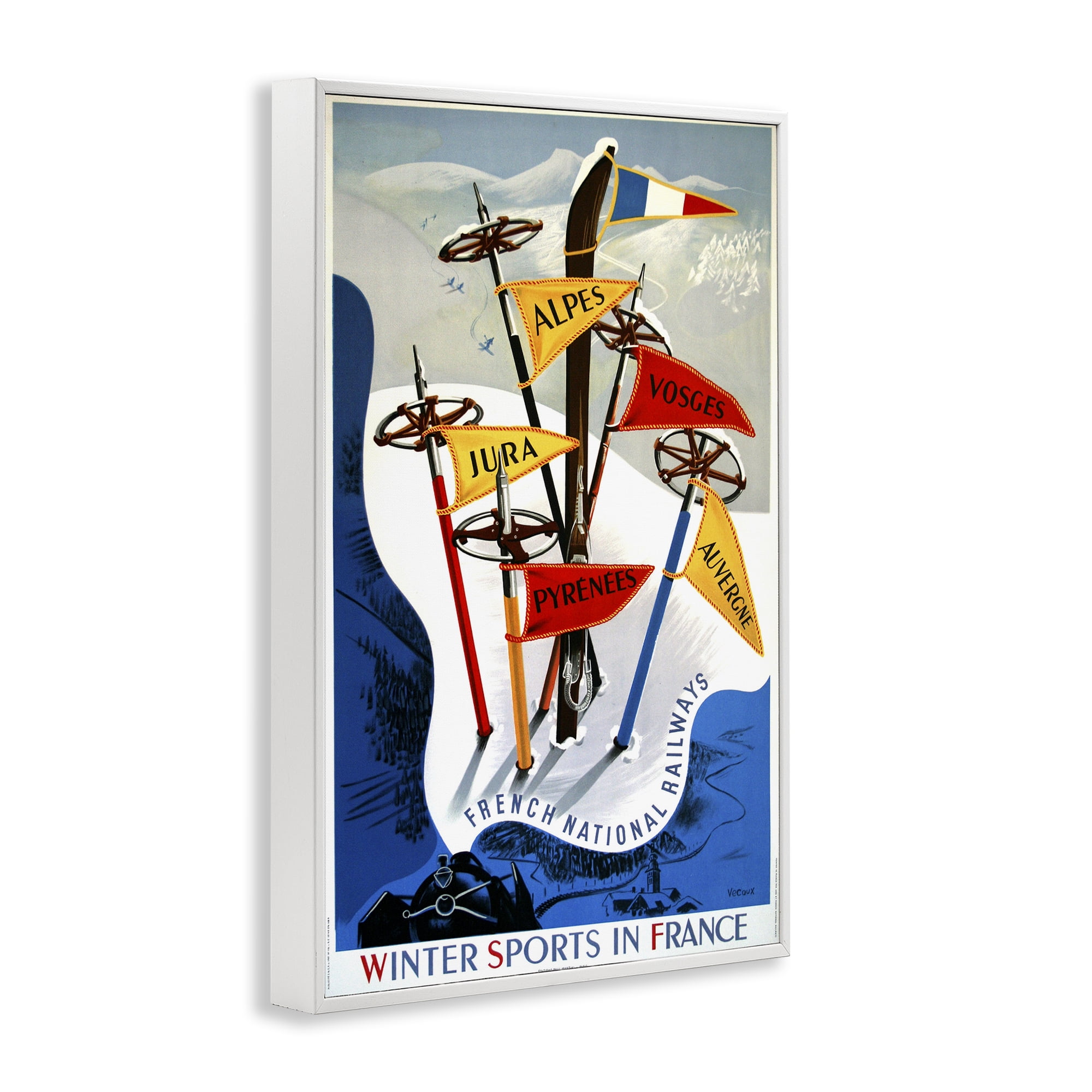 Stupell Industries Winter Sports In France White Framed Giclee Art, design by Vintage Posters