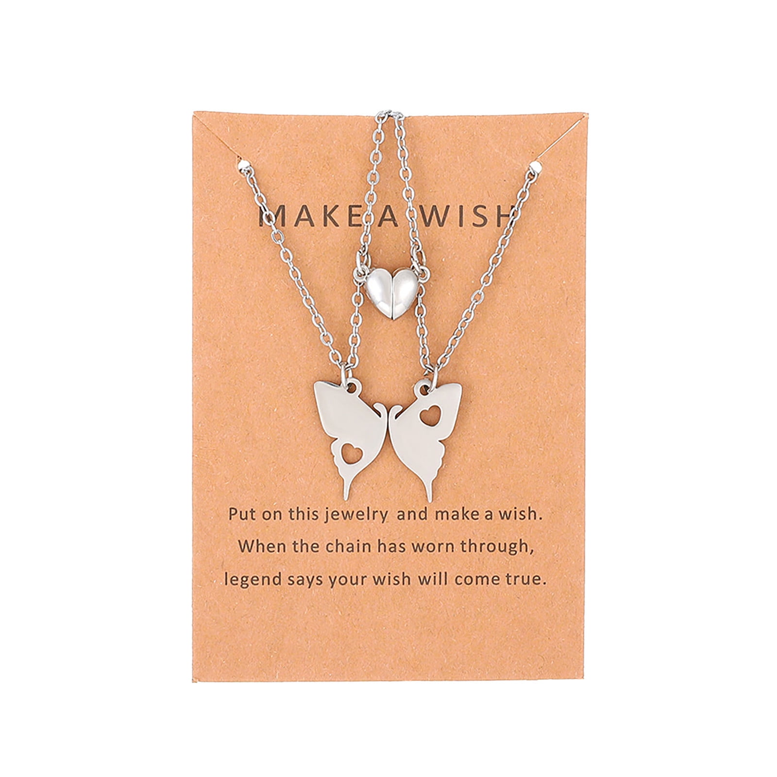 zttd stainless steel butterfly pendant friendship necklace for