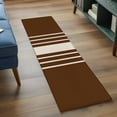 thumbnail image 3 of 2'x6' Rug Runners for Hallways Kitchen, Brown Beige Striped Non Slip Entryway Beside Floor Carpet Runner, Modern Farmhouse Retro Lines Washable Laundry Room Bedroom Throw Rugs Mat for Family Pet, 3 of 8