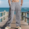 thumbnail image 2 of JIA JIA SHUANG ‌Men's Linen Pants Lightweight Elastic Waist Straight Leg Trousers Summer Comfort Breathable Beach Yoga Pants with Pockets, 2 of 7