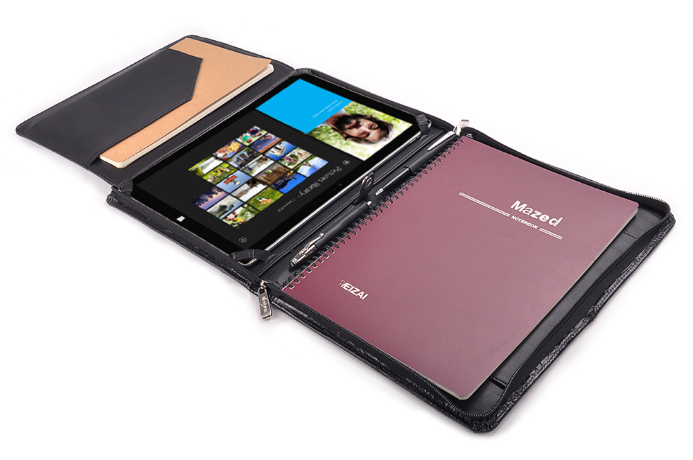 CrocPattern Leather Portfolio with Writing Pad for Microsoft Surface 3