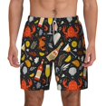 thumbnail image 2 of Picia Seafood And Drinks pattern Mens Swim Trunks with Compression Liner Stretch Beach Shorts Quick Dry with Zipper Pockets No-Chafing Board Shorts-Medium, 2 of 9