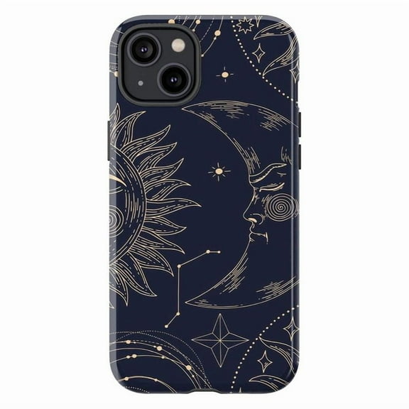 Celestial Sun and Moon Phone Case, Boho Astrology Star Constellation Design for iPhone 17 16 15 14 13 12 11 Pro Max Plus Mini