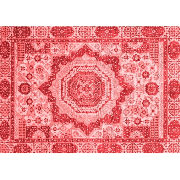 Ahgly Company Machine Washable Indoor Rectangle Abstract Red Modern Area Rugs, 7' x 9'