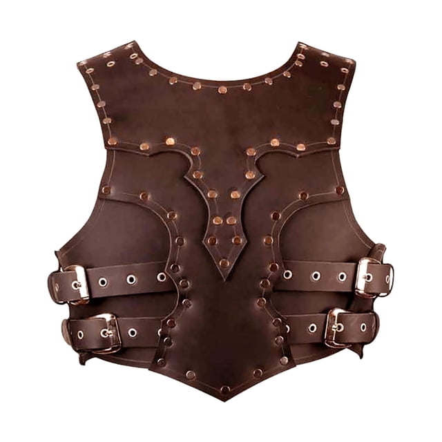 Hombres Medieval Knight Chest Armitido de caballero ajustable Disfraz de caballero para Knight Cosplay Marrón