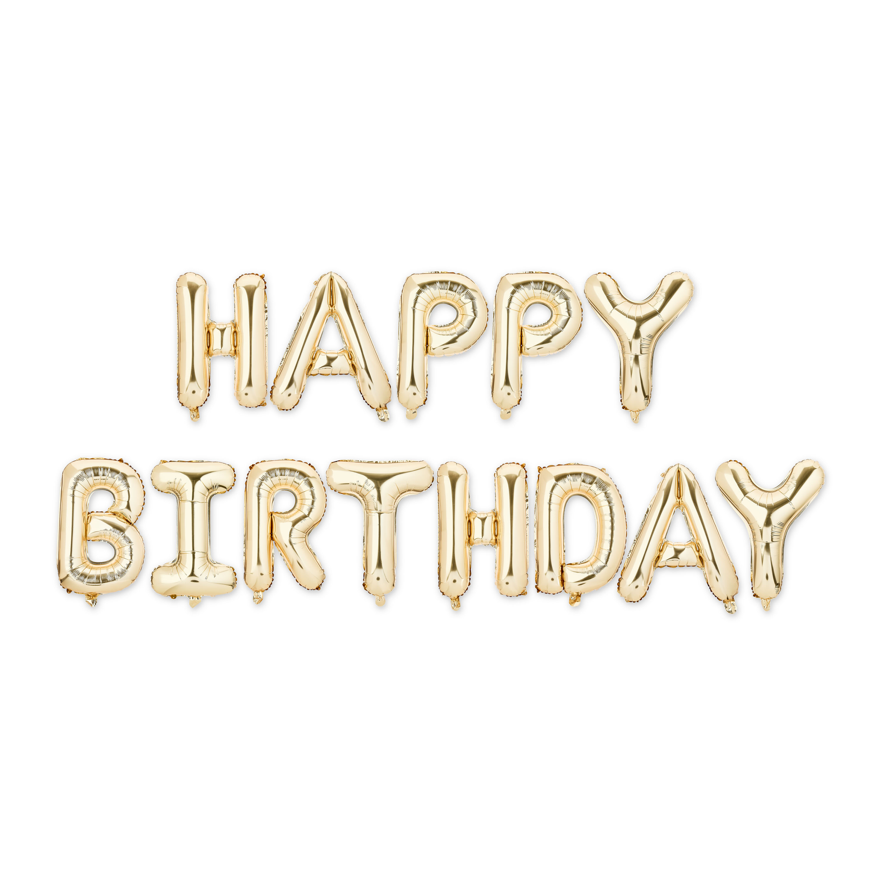 Way To Celebrate Gold Happy Birthday Foil Balloon Banner, 16 Pieces