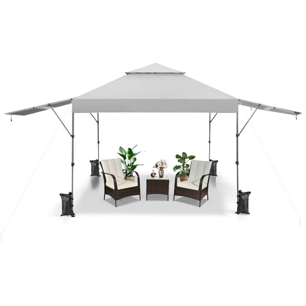 Aimee Lii 10 x 17.6 Feet Outdoor Instant Pop-up Canopy Tent with Dual Half Awnings, Backyard Canopy Gazebo for Party Camping BBQ Events, White