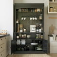 thumbnail image 6 of Studyset Coffee Bar Cabinet with LED Lights 72" Tall Buffet Cabinet with Storage Farmhouse Kitchen Sideboard Tall Coffee Hutch with Microwave Stand Wine Rack Glass Shelf Dining Room, 6 of 7