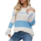 thumbnail image 1 of Suéteres para mujer Suéteres de otoño Cuello redondo Moda Manga larga Color a juego Suéter suelto Rayas Tops Blusa de punto Odeerbi  ODB-5, 1 of 5
