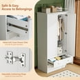 thumbnail image 5 of Ktaxon Wardrobe Armoire Closet with Hanging Rod, Modern Drawer & Shelf – Elegant White Finish Closet, Farmhouse to Mid-Century Style, 5 of 10