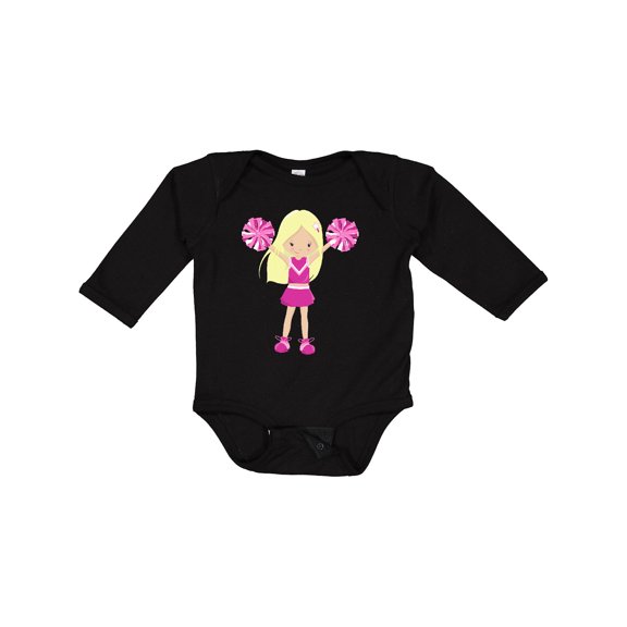 Inktastic Cheerleaders, Girl With Blonde Hair, Pink Uniform Girls Long Sleeve Baby Bodysuit