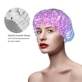 thumbnail image 4 of Kll Multicolor Glitter Pattern Shower Cap & Bath Cap For Women,Reversible Oversized Waterproof Shower Caps For All Hair Lengths,Elastic Reusable Bathing Hair Cap, 4 of 9