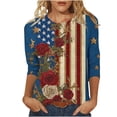 thumbnail image 2 of lcziwo Women's 3/4 Sleeve Tops Cotton Patriotic Basic Shirt Plus Size 4Th Of July Graphic Summer Family Blouse Multicolor S, 2 of 5