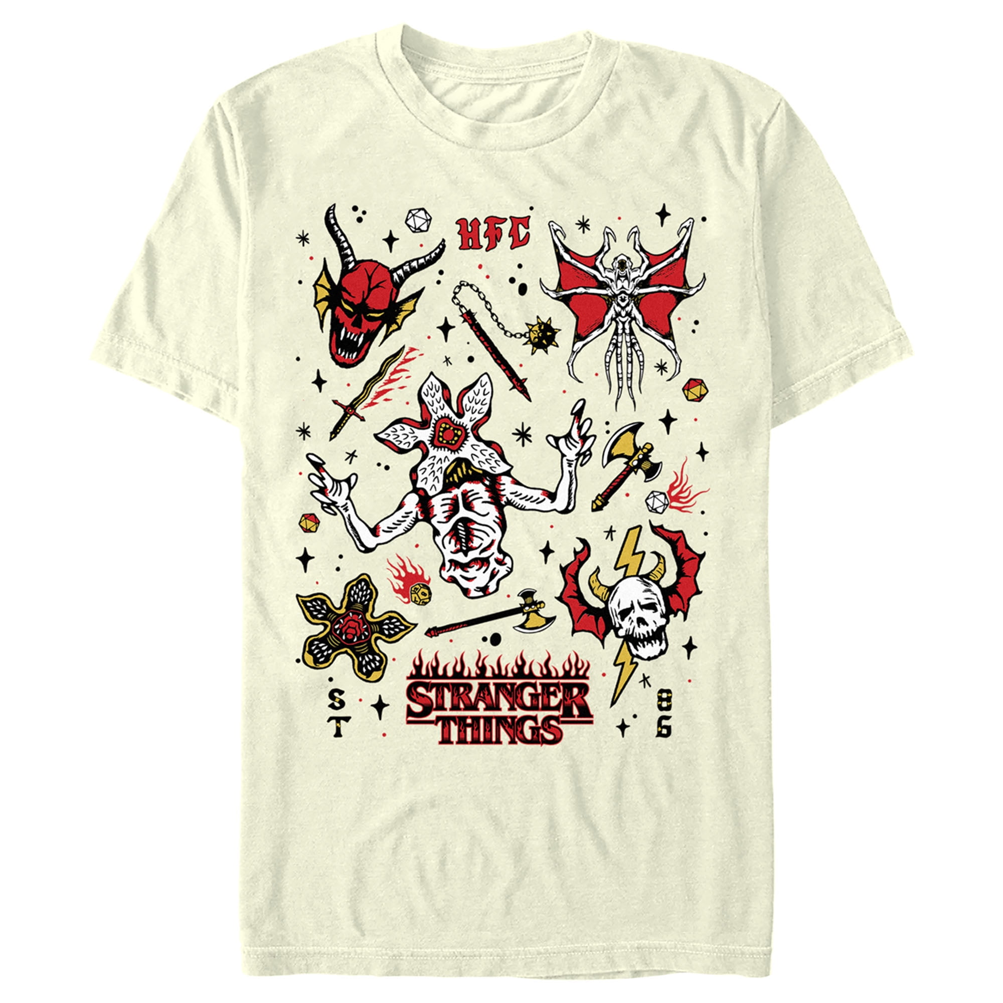 Men's Stranger Things Hellfire Club Icon Collage  Graphic Tee Beige Large
