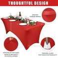 thumbnail image 6 of 3 Pcs 6 Ft Red Stretch Spandex Tablecloth, Stretchable Elastic Table Cover, Rectangular Anti-Wrinkle Tight Fit Washable Tablecloth, Cocktail Table Cover for Wedding, Banquet, Exhibitions, Party, 6 of 7