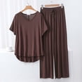 thumbnail image 3 of yillto Womens Pajamas Sets Long Pants and Soft Comfy Short Sleeve Loose Top 2 Piece Lounge Outfits, 3 of 3