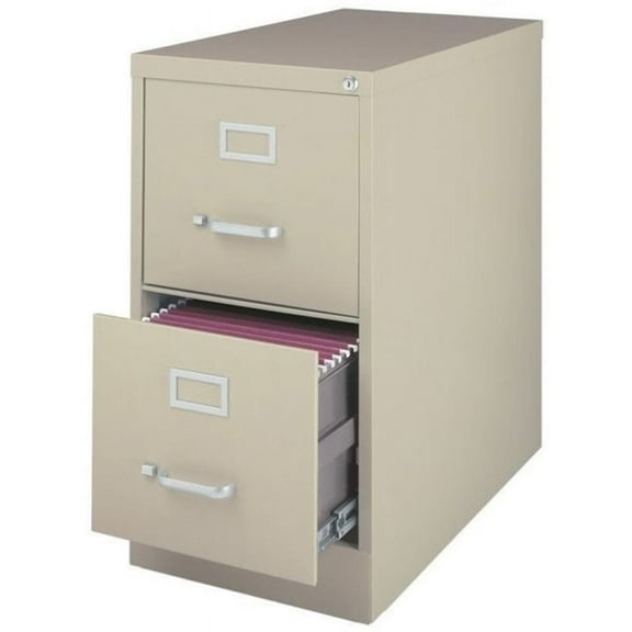Pemberly Row Commerical Grade 25" Deep 2 Drawer Letter Vertical File Cabinet in Putty