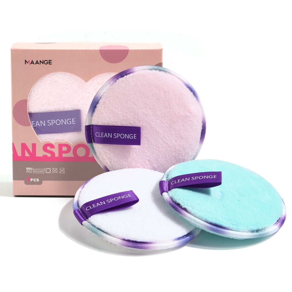 3pcs/Pack Reusable Makeup Remover Pad Set Washable Face Washing Sponge Pads