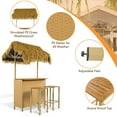 thumbnail image 6 of Bar Height Patio Set with PE Grass Canopy, Outdoor Bar Table and Stools with Adjustable Feet, Acacia Wood Top, for Dining and Drinking, Natural, 6 of 10