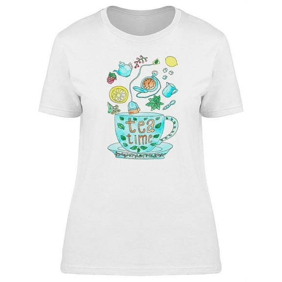 Tea Time Cool Doodles T-Shirt Women -Image by Shutterstock, Female Large