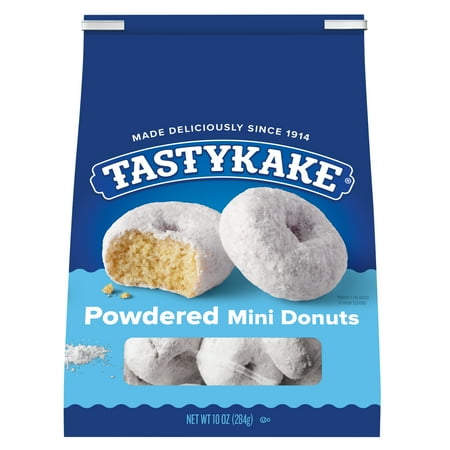 Tastykake Powdered Sugar Mini Donuts, 10 oz Bag, Shelf-Stable
