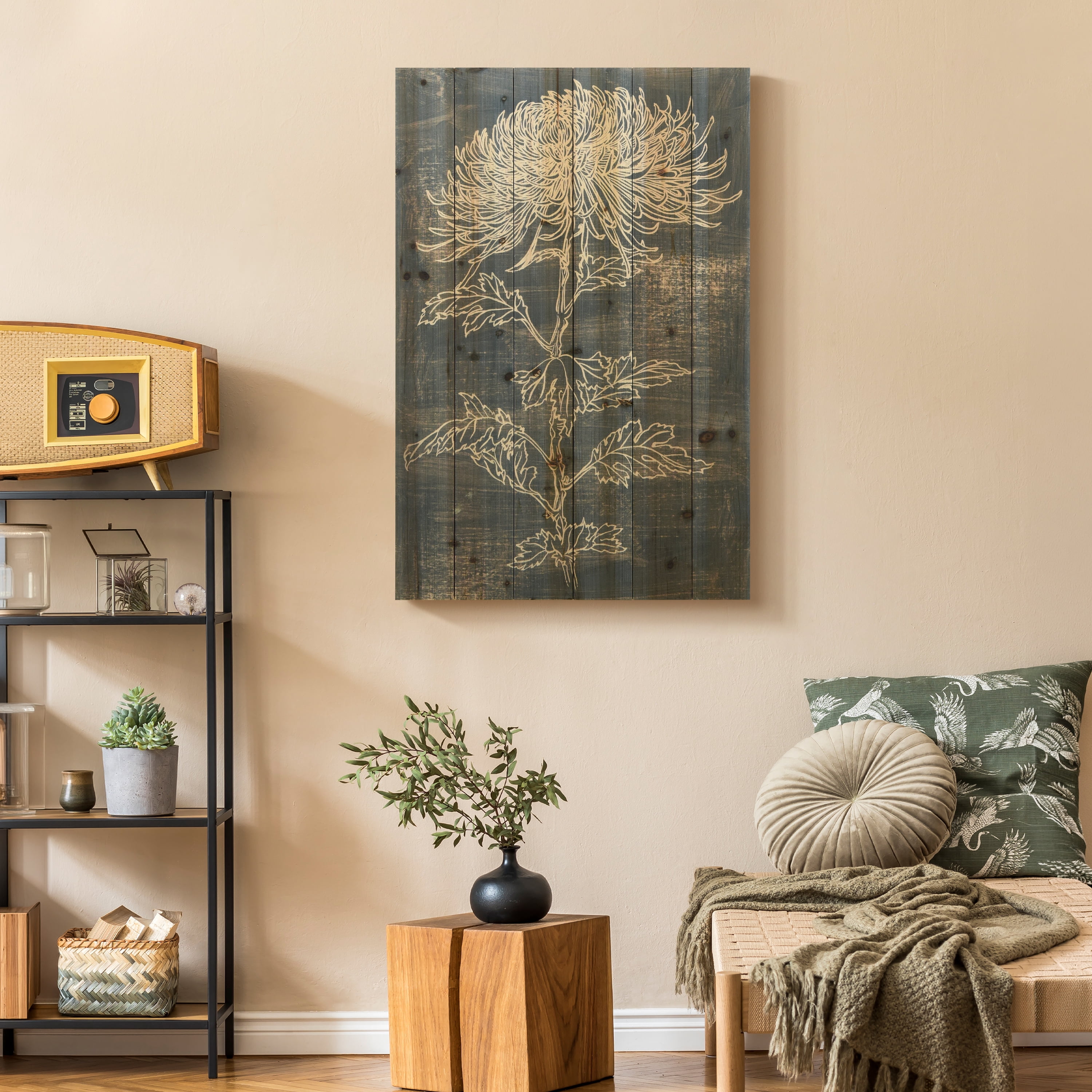 Empire Art Direct "Indigo Dance" Arte de Legno Digital Print on Solid Wood Wall Art - Grey Rustic