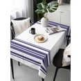 thumbnail image 6 of Navy Blue Striped Table Cloth, Modern White Striped Abstract Art Aesthetics Waterproof Tablecloth for Rectangle Tables, Washable Fabric Table Cover for Restaurant Kitchen Dining Tables 60"x120", 6 of 6