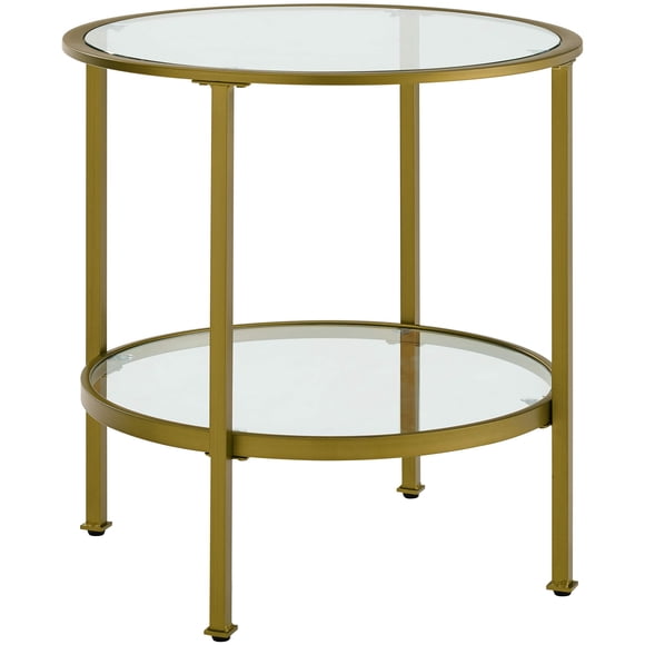 Crosley Furniture CF1309-GL Aimee Side Table, Gold and Glass