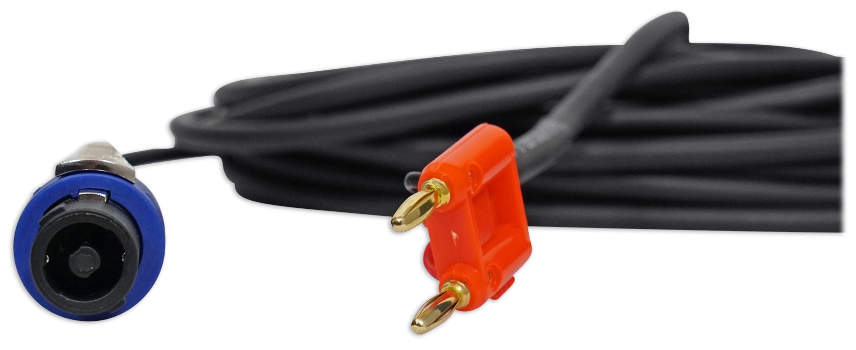Rockville RSB17 35 Foot Speakon to Banana Speaker Cable, 16 Gauge, 100% Copper!
