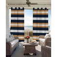 thumbnail image 4 of Orange Navy Blue Striped Blackout Curtains 63 Inches Long for Bedroom, Minimalist Farmhouse Lines Thermal Insulated Room Darkening Black Out Window Curtain Panels Grommet Drapes for Living Room, 4 of 8