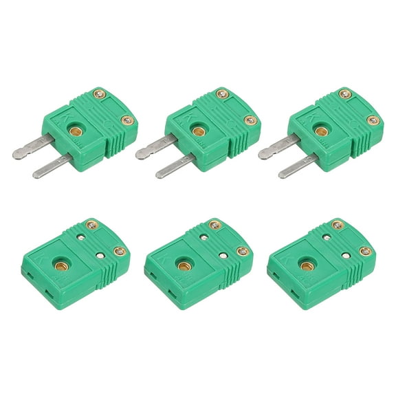 K Type Thermocouple Wire Connectors Male Female Plug Adapter High Temperature 220°C(428°F) Green 3 Set
