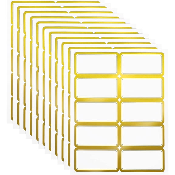 Gold Metallic Name Labels Blank Stickers for School Offices, Meetings 10 Pcs