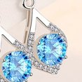 thumbnail image 7 of Riguas 1 Pair Women Hanging Earrings Blue Rhinestone Water Drop Shape Drop Earrings Hollow Out Dangling Earrings for Prom Party Datings, 7 of 7