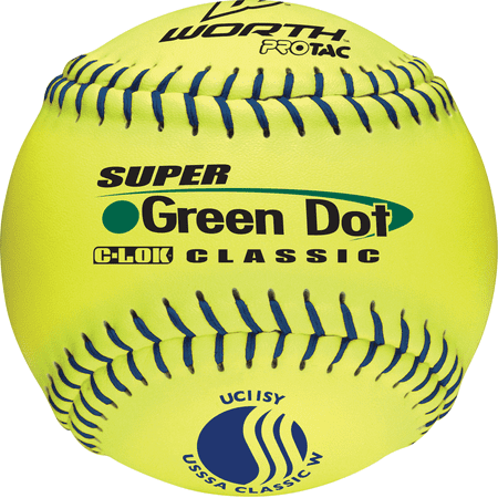 Worth USSSA 11 in. Super Green Dot Slowpitch Softballs - 1