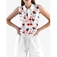 thumbnail image 2 of White Floral Sleeveless Golf Shirts For Women Moisture Wicking Sports V-Neck Polo Lightweight Quick Dry Womens Tank Tops S, 2 of 9
