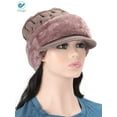 thumbnail image 5 of Deago Womens Bib Beanie Hat Pom Bobble Scarf Mask Set Knitted Winter Warm Snow Ski Cap (Khaki), 5 of 6