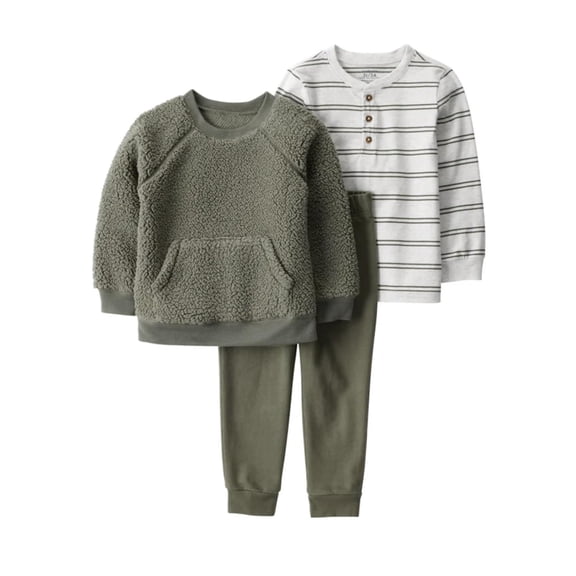 Carter's Kids Little Girl's and Boy's 3 Piece Playwear Outfit Set, 1 Shirt, 1 Bottom, 1 Outerwear (Green, 6)