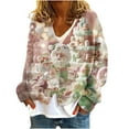 thumbnail image 2 of ICHUANYI Women's Christmas Button Solid Knit Sweater V Neck Christmas Print Cardigan Long Sleeve Coat, 2 of 5