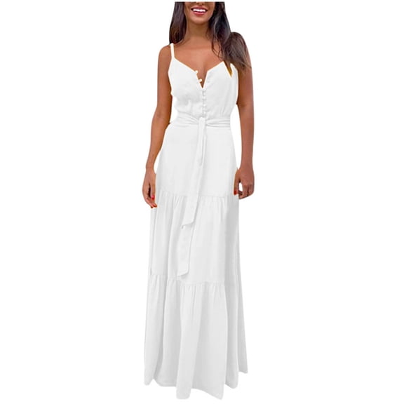 Sleeveless V-Neck Boho Bandage Dress for Women Summer Fashion Casual Strappy Flowy Comfortable Stylish Trendy Elegant Outfit