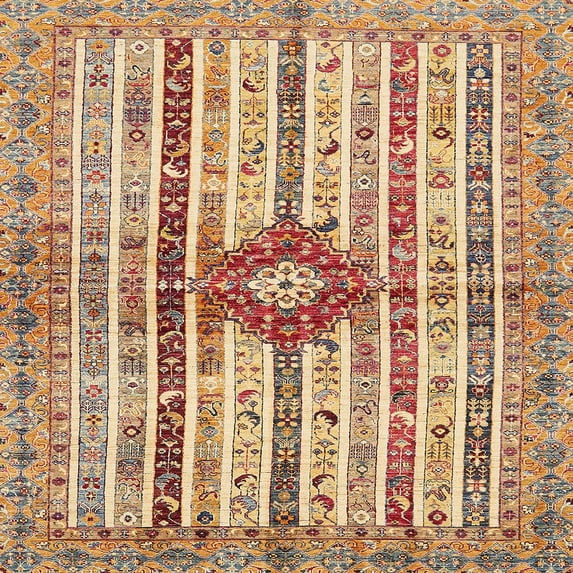 Ahgly Company Indoor Square Abstract Chestnut Red Abstract Area Rugs, 3' Square